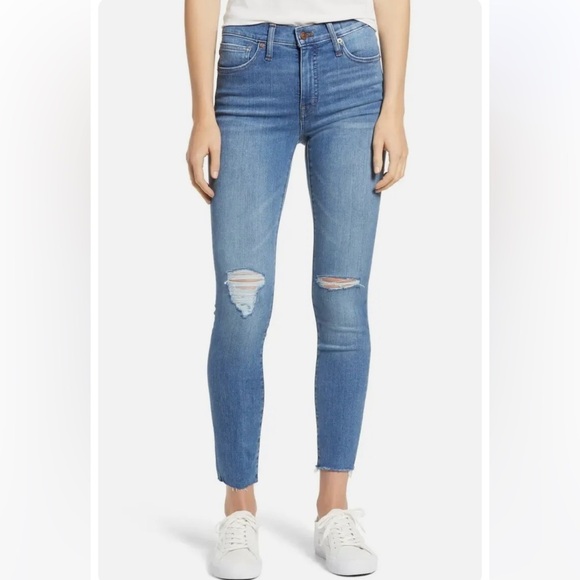 Madewell Denim - MADEWELL 9" Mid-Rise Skinny Jeans Distressed Denim Size 28